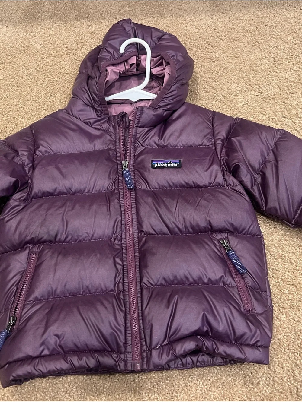 Patagonia Kids Purple Hooded Puffer Jacket